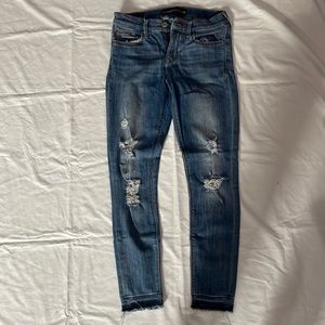 Express Midrise Cropped Ripped Denim Legging